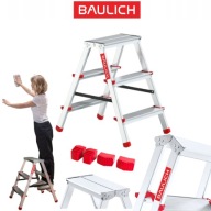 DRABINA ALUMINIOWA 3 STOPNIOWA SKŁADANA ROZKŁADANA TABORET + STOPKI GRATIS