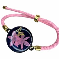 Bransoletka handmade z prawdziwymi kwiatami i złotymi motylkami – żywica