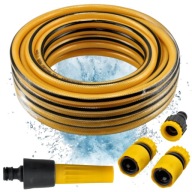 WĄŻ OGRODOWY GUMOWY 1/2 15m WZMOCNIONY WĄŻ DO WODY +ZRASZACZ ZŁĄCZKI ZESTAW