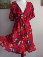 RESERVED SUKIENKA kopertowa kwiaty FALBANA 38