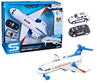 Interaktywny Biały Samolot z Efektami Świetlnymi Dźwiękowymi Dwa Samochody