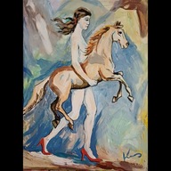 Obraz na płótnie ręcznie malowany autorstwa Andrzeja Kierusa.