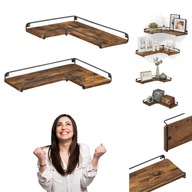 ZESTAW POLKA NAROZNA X2 DWIE POLKI NAROZNE SCIENNE WISZACE VINTAGE LOFT