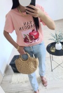 NOWY t-shirt owoce granatu 100% bawełna 36 S