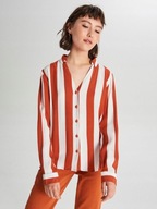 Cropp paski pomarańczowa koszula wzór prążki print czerwona marynarska boho