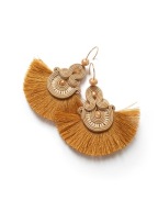 KOLCZYKI SUTASZ beżowe BOHO chwost 100% hand made