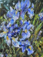 Irysy" obraz olejny na płótnie 30x40cm , oryginał Garncarek Al,,,