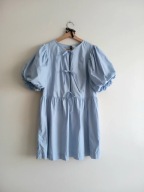 H & M KRÓTKA BŁĘKITNA SUKIENKA BABY DOLL BOHO BALONOWE RĘKAWY L 40