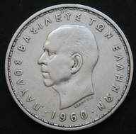 Grecja 20 drachm 1960 - król Paweł - srebro