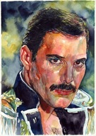 Freddie Mercury - akwarela Fine Art | Ręcznie malowany oryginał 25x35 cm