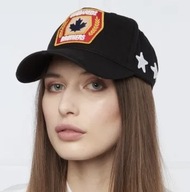 DSQUARED'2 czarna czapka z daszkiem haftowane czerwone logo