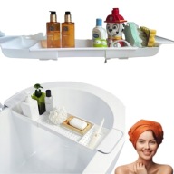 PÓŁKA NA WANNE ŁAZIENKOWA REGULOWANA ROZSUWANA BIAŁA TACA DESKA