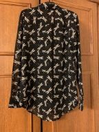 Koszula Reserved 34 czarna w motylki beżowe rozpinana elegancka