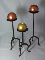 Kowalstwo artystyczne 3 świeczniki metal kuty