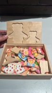 Drewniana układanka puzzle / miś z dzieckiem / misie