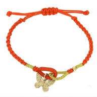 62653 Bransoletka sznurkowa złota stal chirurgiczna motyl