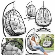 KOSZ WISZĄCY FOTEL BUJANY HUŚTAWKA OGRODOWA STOJĄCKA KOKON PODUSZKA TARAS