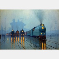 Stare pociągi lokomotywa peron stacja kolejowa mgła obraz na płótnie 58x85