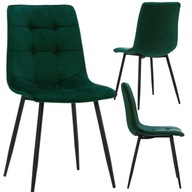 KRZESŁO TAPICEROWANE PIKOWANE WELUROWE DO SALONU JADALNI ZIELONE PARMA