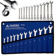 Klucze płasko-oczkowe łamane z grzechotką 12 el. 8-19 mm CrV