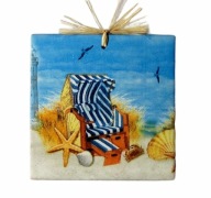 Robótkownia Kafelek obrazek 15x15 Morze Kosz na plaży