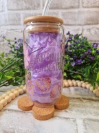 Kubek szklany słoik 500 ml ze słomką i bambusową pokrywką prezent dla niej