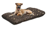 Legowisko dla Psa Kota 80x60 cm | Brąz w Złote Kości Poduszka Posłanie