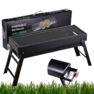 GRILL WĘGLOWY ROSSNER 60X22CM SKŁADANY LEKKI PRZENOŚNY DUŻY RUSZT