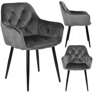 KRZESŁO TAPICEROWANE PIKOWANE WELUROWE DO SALONU KUCHNI JADALNI CZARNE NOGI