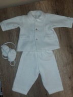 Biały polarowy komplet chrzest rozmiar 68 stan bdb