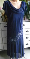DRESSBARN sukienka 48 cekiny koraliki haft granat