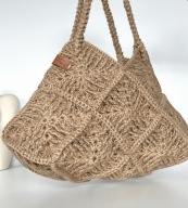 Jute Mosaic Frame - torebka jutowa, ręcznie robiona szydełkiem