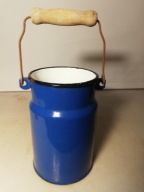 Stara emaliowana kanka bańka na mleko 1L z czasów PRL-u