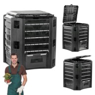 KOMPOSTOWNIK OGRODOWY PLASTIKOWY 1-KOMOROWY DUŻY POJEMNY EKOBAT 400L CZARNY