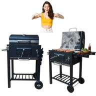 SOLIDNY GRIL WĘGLOWY OGRODOWY DEKRAFT DUŻY ŻELIWNY RUSZT Z POKRYWĄ