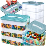 POJEMNIK 18 l NA KLOCKI ORGANIZER Z PRZEGRÓDKAMI 3 PIĘTROWY KUFEREK