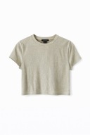 Złoty połyskujący top z krótkim rękawem New Look S błyszczący imprezowy