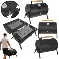 GRILL WĘGLOWY TURYSTYCZNY OGRODOWY PRZENOŚNY POKRYWA KOMIN RUSZT TERMOMETR