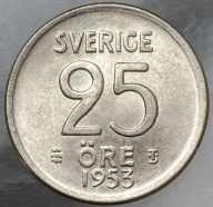 SZWECJA 25 ORE 1953 / srebro, mennicze