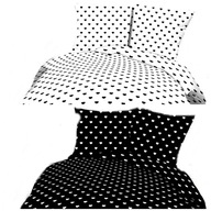 pościel bawełna lux 160x220 + 2x70x80 guzik B 207 Duo serduszka białe/czarn