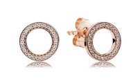Pandory Kolczyki sztyfty z lśniącymi kołami rose