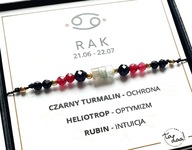 Bransoletka Znak Zodiaku RAK Kamienie naturalne Srebro 925 na Prezent