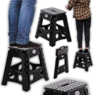 TABORET SKŁADANY XXL STOŁEK POD PRYSZNIC TURYSTYCZNY PLASTIKOWY CZARNY 39CM