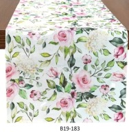 Bieżnik 183x33cm KWIATY RÓŻE RÓŻOWE WIOSNA LATO B19-183