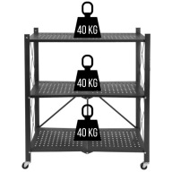 Regał Metalowy Magazynowy Składany Na Kółkach Czarny Półki Mobilny Loftowy