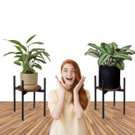 KWIETNIK METALOWY STOJĄCY LOFT STOJAK NA KWIATY TORRE RUSTIC DĄB 40CM MOCNY