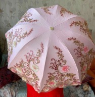 PARASOLKA PARASOL HAFT HAFTOWANA AŻUR AŻUROWA VINTAGE CEKINY CEKINOWA ŚLUB