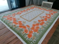 LNIANY OBRUS USŁANY KWIATAMI ŁĄCZKA POLNE NAGIETKI VINTAGE 122 x 155