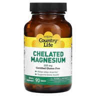 Country Life, Chelatowany Magnez, 250 mg, 90 Tabletek