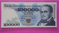 100000 zł 1990 ,seria AS 0000352,UNC .NISKI NUMER